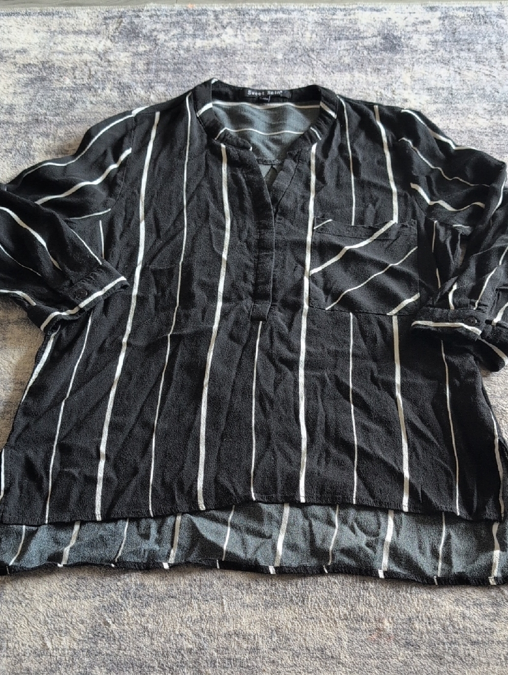 Sweet Rain Black & White Striped Top
